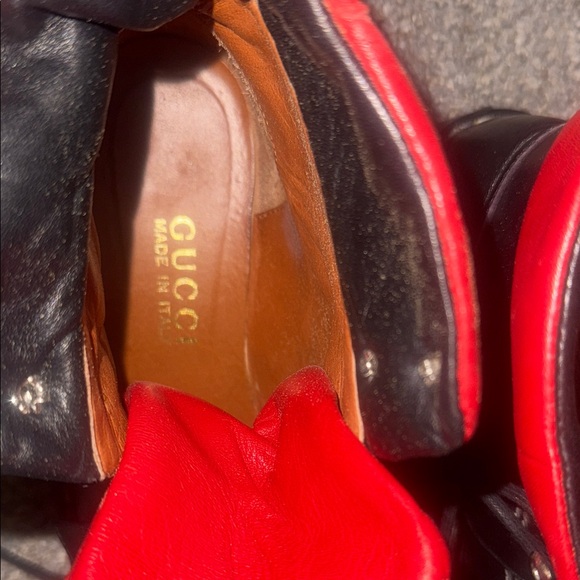 Gucci Shoes - Gucci women’s Black and Red Leather Loafers
